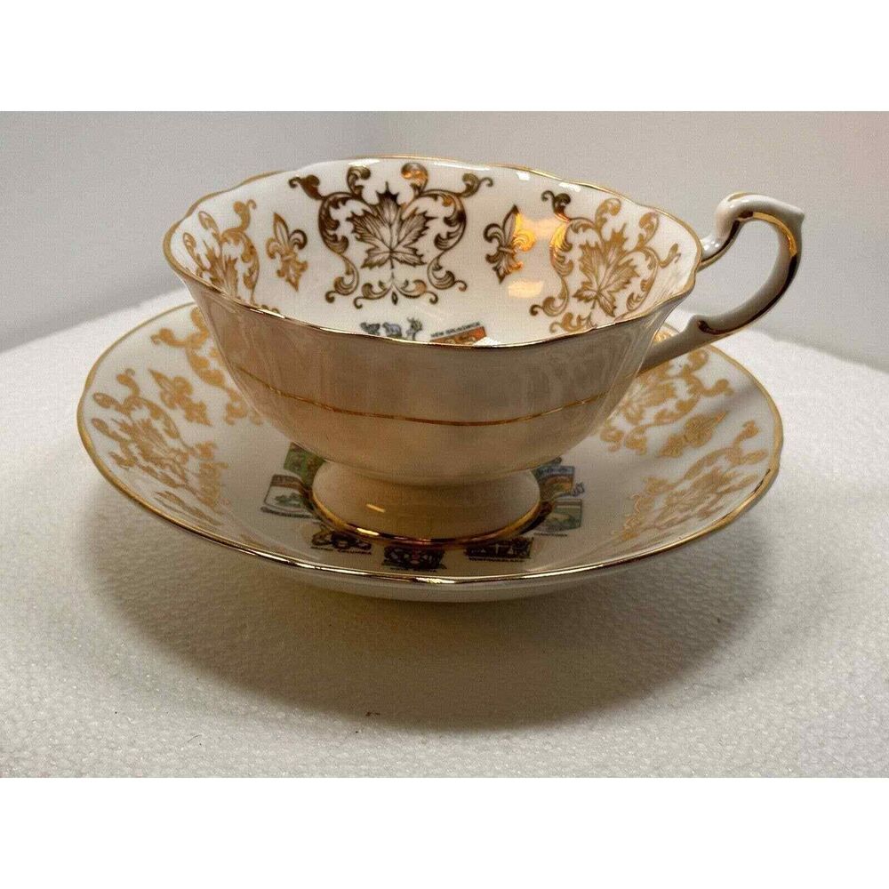 Paragon China Tea Cup And Saucer  CANADA "Coat Of Arms" Footed Vintage 1960’s